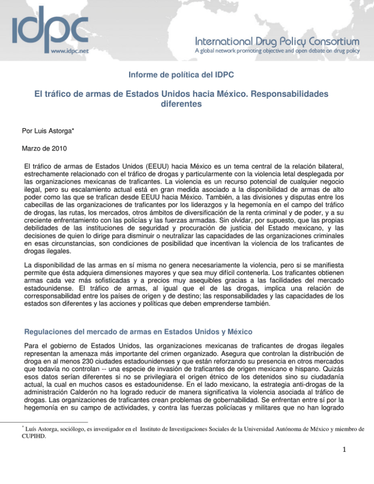 El tráfico de armas de Estados Unidos hacia México