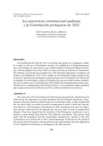 La experiencia constitucional gaditana y la Constitución portuguesa