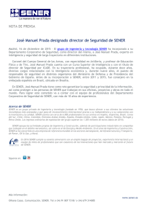 José Manuel Prada designado director de Seguridad de SENER