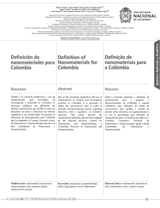 Definition of Nanomaterials for Colombia Definición de