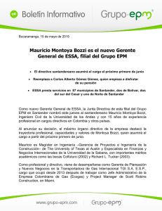 Mauricio Montoya Bozzi es el nuevo Gerente General de ESSA, filial