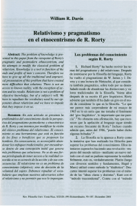 Relativismo y pragmatismo en el etnocentrismo de R. Rorty