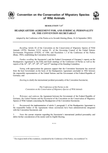 headquarters agreement for, and juridical personality of, the