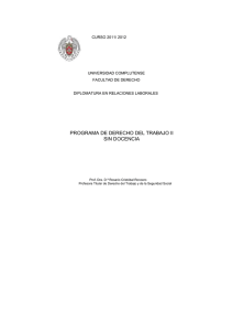 Programa Derecho del Trabajo II profa. Cristóbal Roncero 2011-2012
