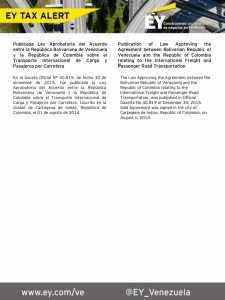Tax Alert - Ley aprobatoria del acuerdo entre Venezuela y Colombia