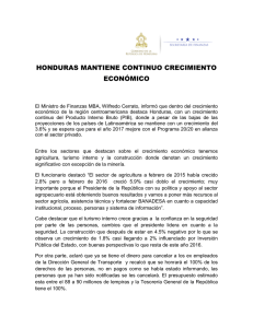 HONDURAS MANTIENE CONTINUO CRECIMIENTO ECONÓMICO