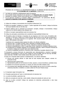 Examen Selectividad Murcia Economia 2014 junio