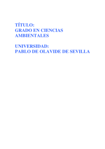 Grado en Ciencias Ambientales - Universidad Pablo de Olavide, de