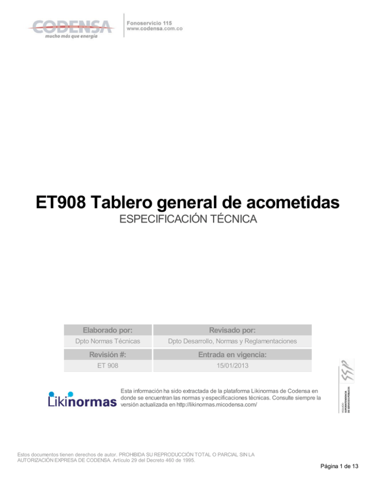 Et Tablero General De Acometidas