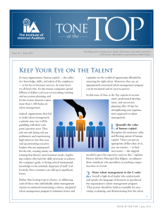 Keep Your Eye on the Talent - The Institute of Internal Auditors