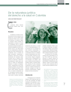 De la naturaleza jurídica del derecho a la salud en Colombia