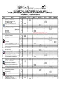 cronograma de exámenes finales 2015- 1