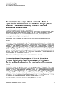 Procesamiento de Arvejas (Pisum sativum L.). Parte 4: Optimización