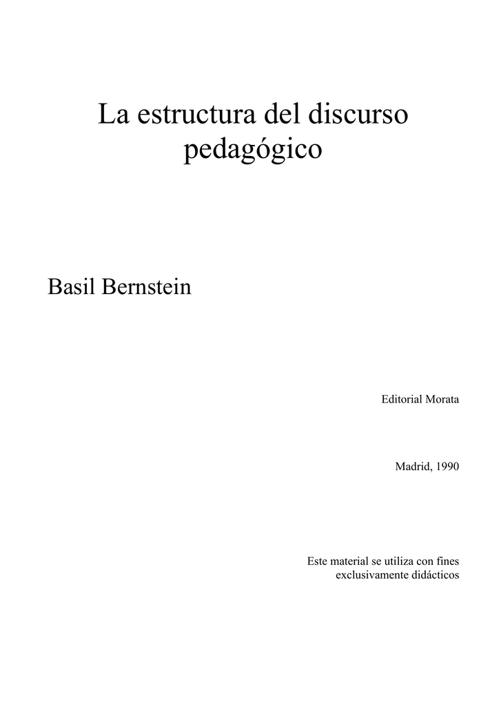 La Estructura Del Discurso Pedag Gico