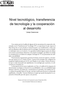 Nivel tecnológico, transferencia de tecnología y la