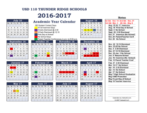 Academic Year Calendar - USD 110 Thunder Ridge Schools