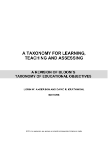 A TAXONOMY FOR LEARNING, TEACHING AND ASSESSING