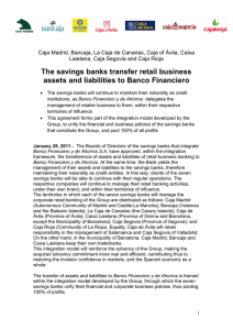 The savings banks transfer retail business assets and liabilities to