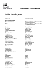 Hello, Hemingway - Swedish Film Institute