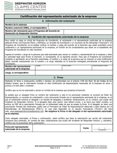 GEN-5: Certificación del representante autorizado de la empresa