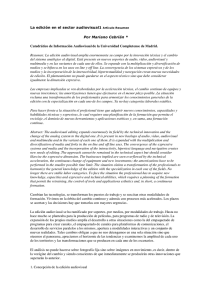 La edición en el sector audiovisual1 Artículo Resumen Por Mariano
