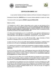 certificación número 12-21 - Recinto Universitario de Mayagüez