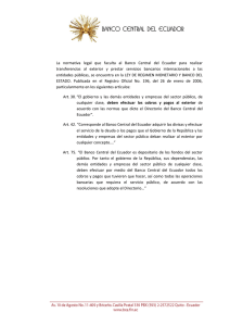 La normativa legal que faculta al Banco Central del Ecuador para