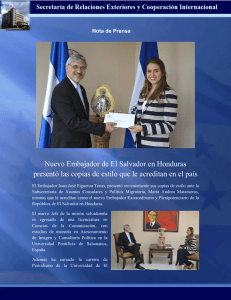 Nuevo Embajador de El Salvador en Honduras presentó las copias