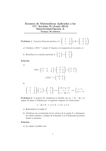 Examen de Matemáticas Aplicadas a las CC. Sociales II (Junio 2014