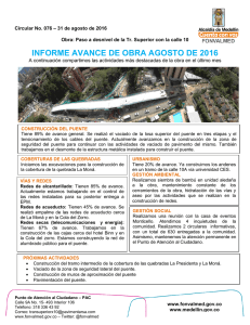 INFORME AVANCE DE OBRA AGOSTO DE 2016