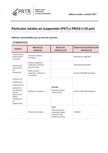 Partículas totales en suspensión (PST) y PM10 (<10 µm)