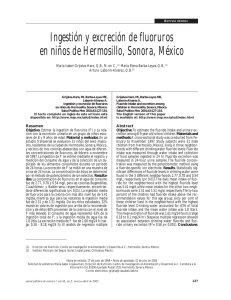 Ingestión y excreción de fluoruros en niños de Hermosillo, Sonora