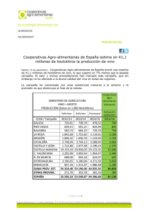 Cooperativas Agro-alimentarias de España estima en 41,1 millones