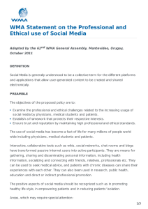 WMA Statement on the Professional and Ethical use of Social Media