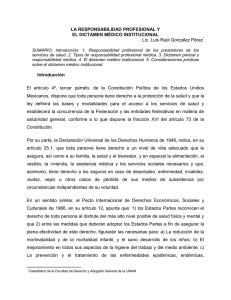 "La Responsabilidad Profesional y el Dictamen Médico Institucional".