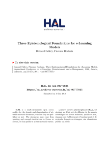 Three Epistemological Foundations for e-Learning Models - Hal-SHS