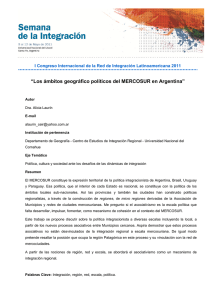 “Los ámbitos geográfico políticos del MERCOSUR en Argentina”