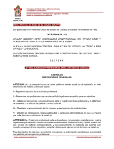 Última Reforma de fecha 29 de octubre del 2010. Ley publicada en