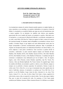 APUNTES SOBRE EPIGRAFÍA ROMANA Prof. Dr. Julio López Saco
