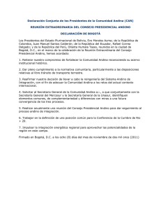 Declaración Conjunta de los Presidentes de la Comunidad Andina