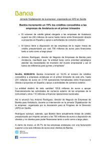 Bankia incrementó un 19% los créditos concedidos a las empresas