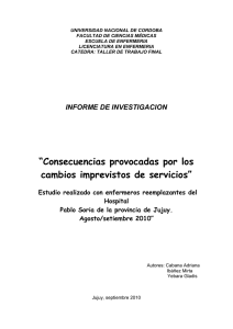 “Consecuencias provocadas por los cambios imprevistos de servicios”