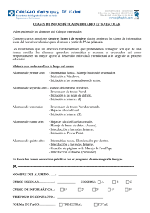 CLASES DE INFORMÁTICA EN HORARIO EXTRAESCOLAR