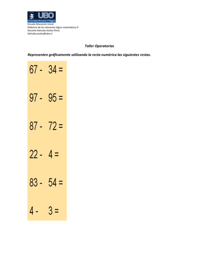 Taller Operatorias Representen Gr Ficamente Utilizando La Recta