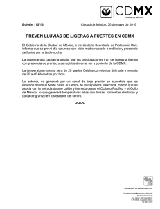 PREVEN LLUVIAS DE LIGERAS A FUERTES EN CDMX