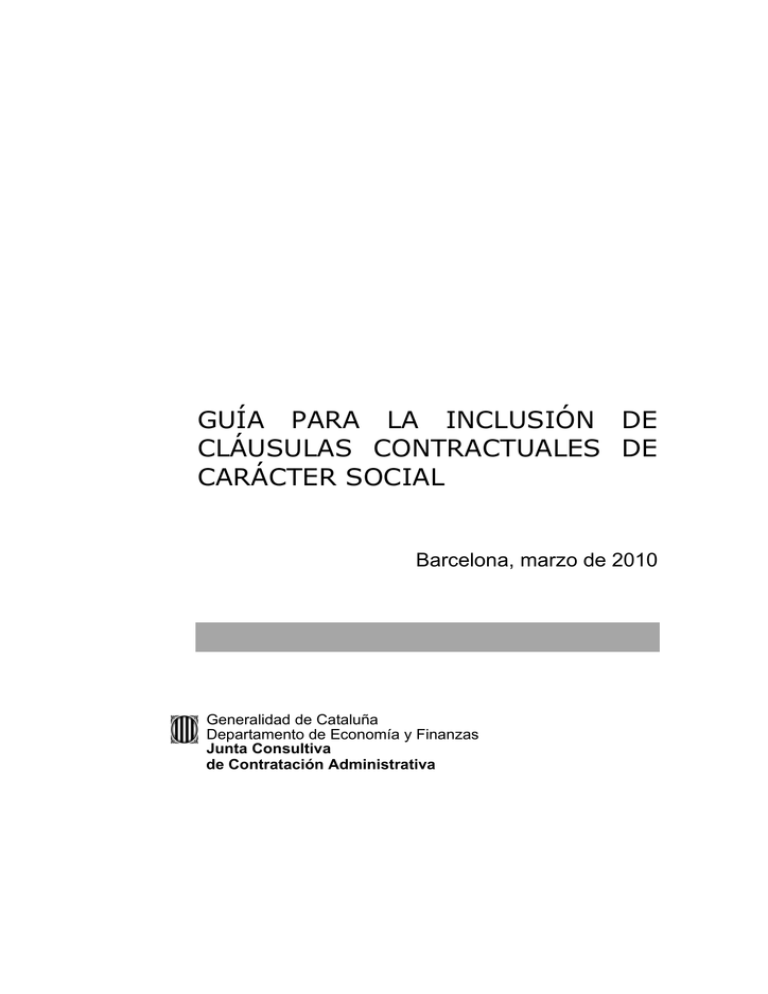 Gu A Para La Inclusi N De Cl Usulas Contractuales De Car Cter Social