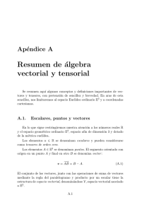 Resumen de álgebra vectorial y tensorial