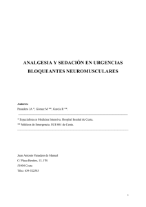 analgesia y sedación en urgencias bloqueantes neuromusculares