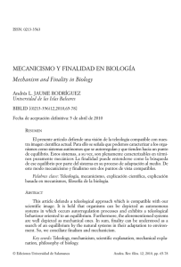 Mecanicismo y finalidad en biología = Mechanism and Finality in