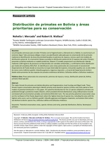 Distribución de primates en Bolivia y áreas prioritarias para su